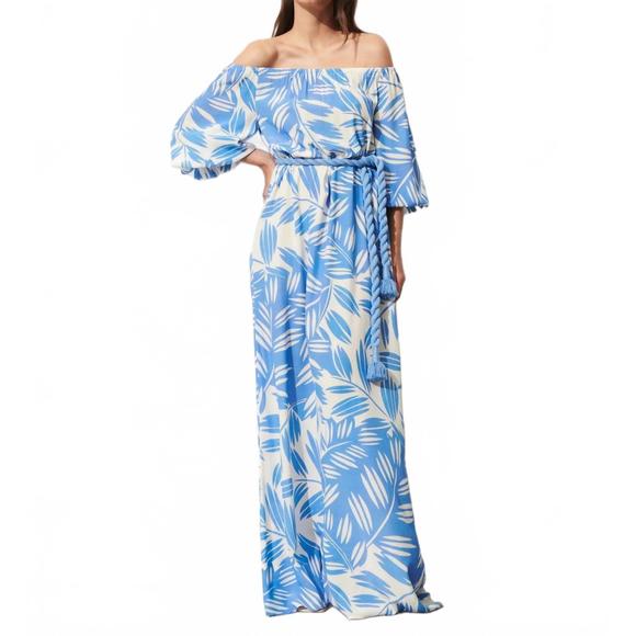 NEW FIGUE stevie maxi dress in duo leaf surf blue - Picture 1 of 4
